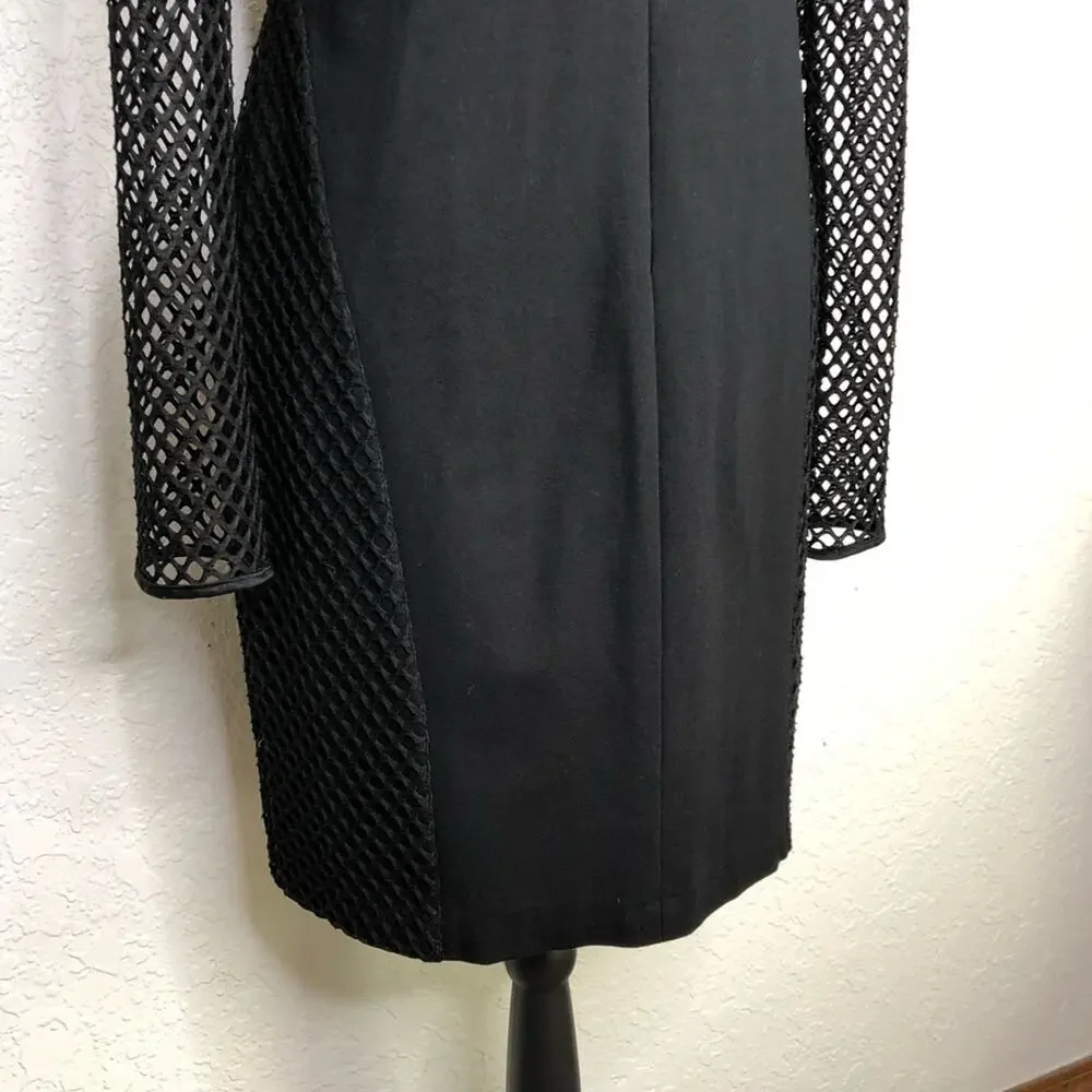 Betsey Johnson black long mesh sleeve sheath dress size 12